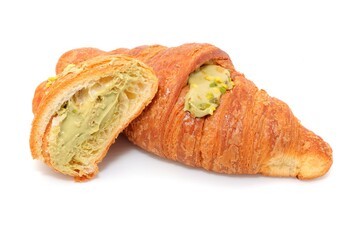 brioche con crema di pistacchio italiana, croissant with italian pistachio cream  