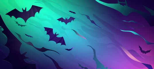 Obraz premium Minimalist Halloween Abstract Background with Subtle Bat Silhouettes and Ghostly Forms