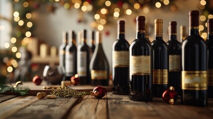 Luxurious Wine Selection for Cyber Monday Promotion with Elegant Holiday Decor