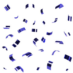 Falling shiny blue confetti on transparent background. Bright blinking indigo festive tinsel. Holiday design elements for web banner, poster, flyer, invitation.	