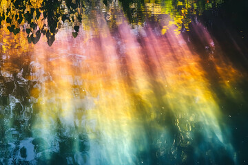 Abstract Background with Rainbow Reflections in Water