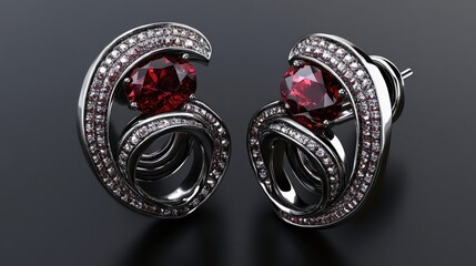 Elegant Red Gemstone Earrings with Sparkling Details