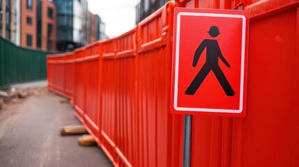Close-up of safety signs and barriers around a construction site, highlighting safety protocols, Construction safety, Risk mitigation