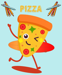 Pizza Cartoon Vector Illustration. Fast Food Concept Isolated Vector