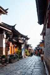 Fototapeta premium The ancient town of Lijiang in traditional Chinese architectural style
