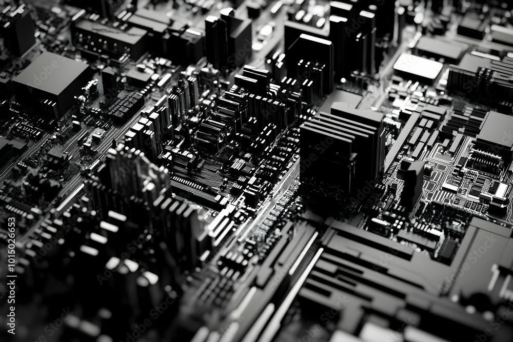 Poster abstract 3d rendering of a circuit board