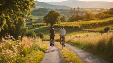 Obraz premium Commuters on bikes in a busy urban street
