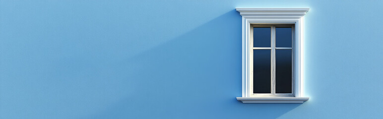 Old wooden window on color wall background
