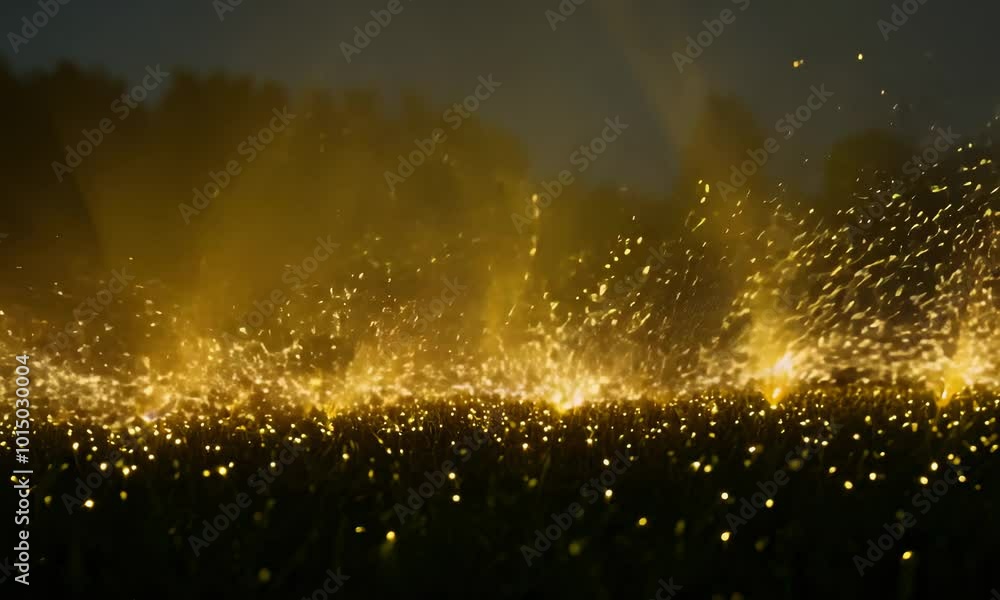 Poster a line of sparks shooting up into the night sky creating a mesmerizing display of light.