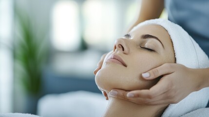 Relaxing facial treatment for rejuvenation and skincare in a serene spa environment.