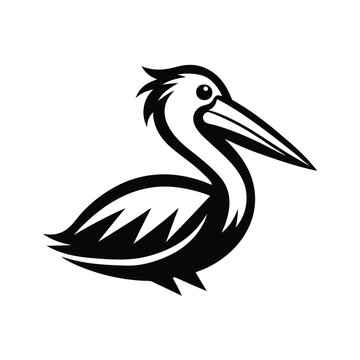 recommend clip art: Silhouette Pelican bird logo design, line art pelican bird logo template 