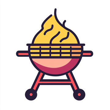 recommend clip art: Barbecue grill icon, simple line art with color on a solid white background.