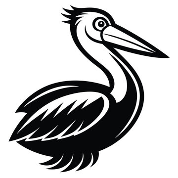 recommend clip art: Silhouette Pelican bird logo design, line art pelican bird logo template 