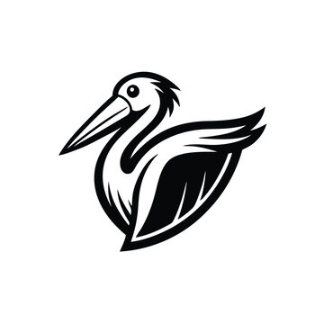recommend clip art: Silhouette Pelican bird logo design, line art pelican bird logo template 