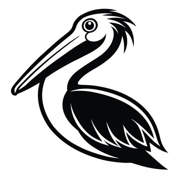 recommend clip art: Silhouette Pelican bird logo design, line art pelican bird logo template 