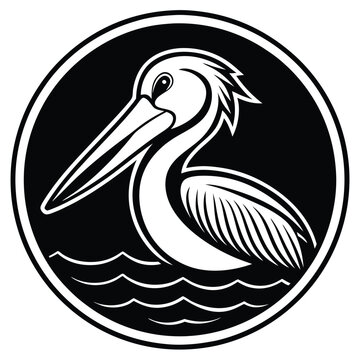 recommend clip art: Silhouette Pelican bird logo design, line art pelican bird logo template 