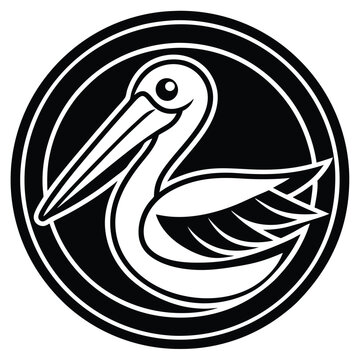 recommend clip art: Silhouette Pelican bird logo design, line art pelican bird logo template 