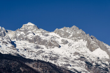 Close-up of Snow Mountain under pure blue sky