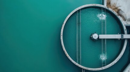 Aerial shot of water treatment plant processing clean water for urban supply, Water treatment plant, Urban water engineering