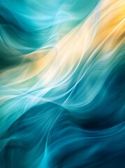 Abstract waves in soothing shades of blue and gold create a serene visual experience.