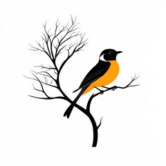 Obraz premium Silhouette of Robin Bird Perched on Branch