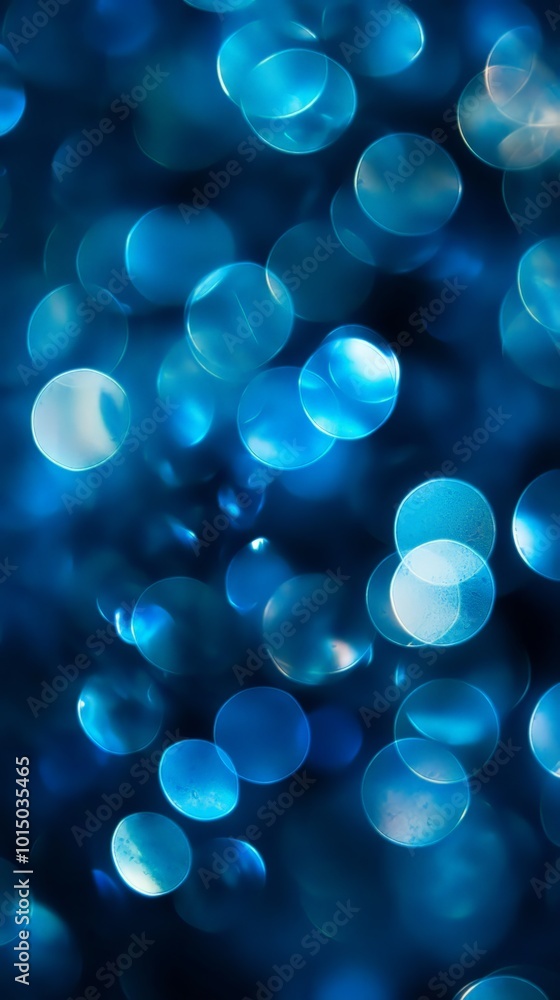 Poster abstract blue bokeh lights creating a dreamy and serene atmosphere.