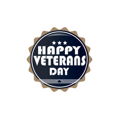 Happy Veterans Day Badge with Patriotic Design for Military Appreciation.