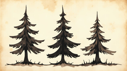 Obraz premium Waldsilhouette in Sepia