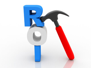 3d illustration Return on investment with hammer
