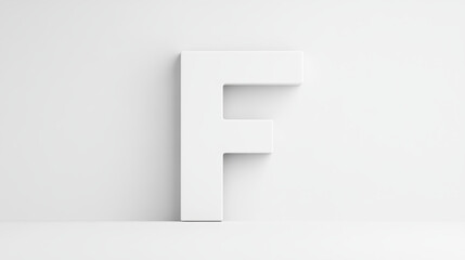A white letter F stands against a white backdrop, creating a minimalist and modern design.