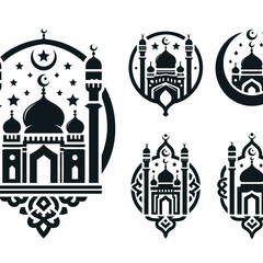 Obraz premium Symmetrical Mosque Logo set