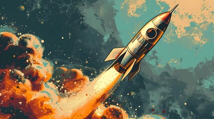 Classic Retro Rocket Vector Graphic