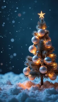 christmas tree with balls with christmas lights