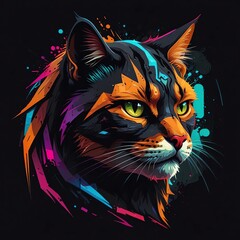 Artistic Cat Portrait in Vibrant Colors