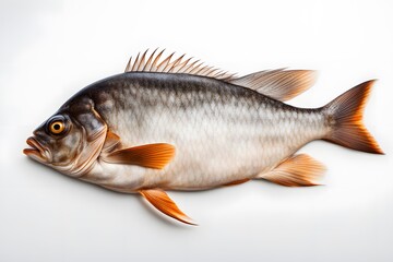 Fototapeta premium Buffalo fish on white background, Ai generated