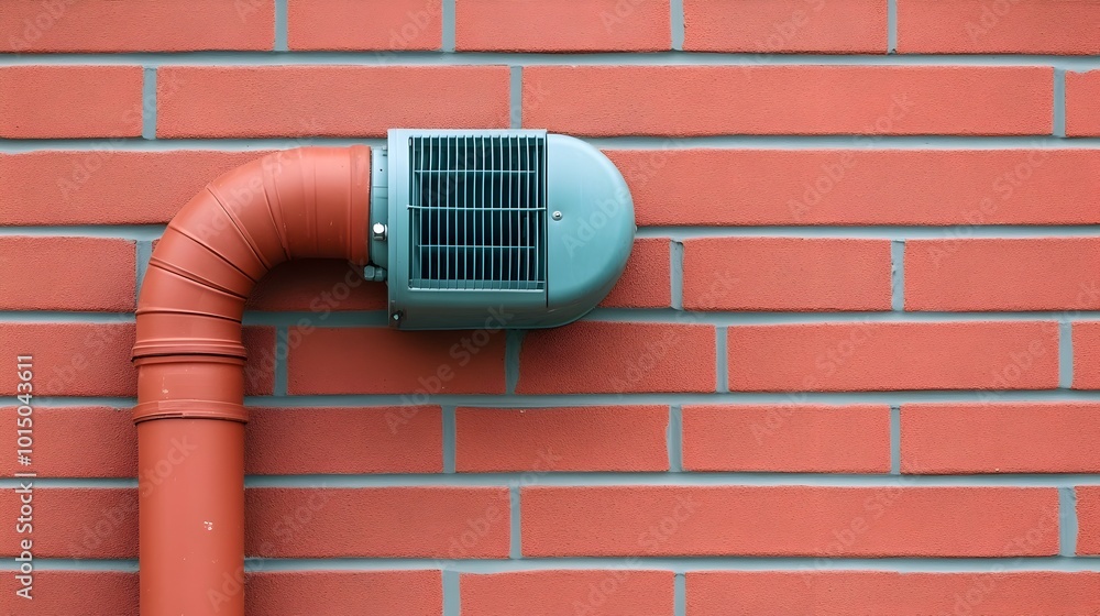 Poster close up image showcasing the technical setup of an air conditioning condensate drain pipe highlight