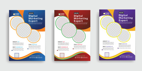  Corporate business flyer with natural shape design setup