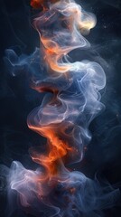 Fototapeta premium Smoke swirls in a dark, ethereal dance, illuminated by a soft, blue glow