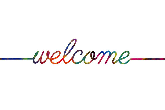 Welcome continuous line drawing typography lettering urban art design abstract modern banner painting