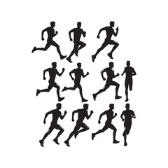 Fototapeta premium Running men silhouettes