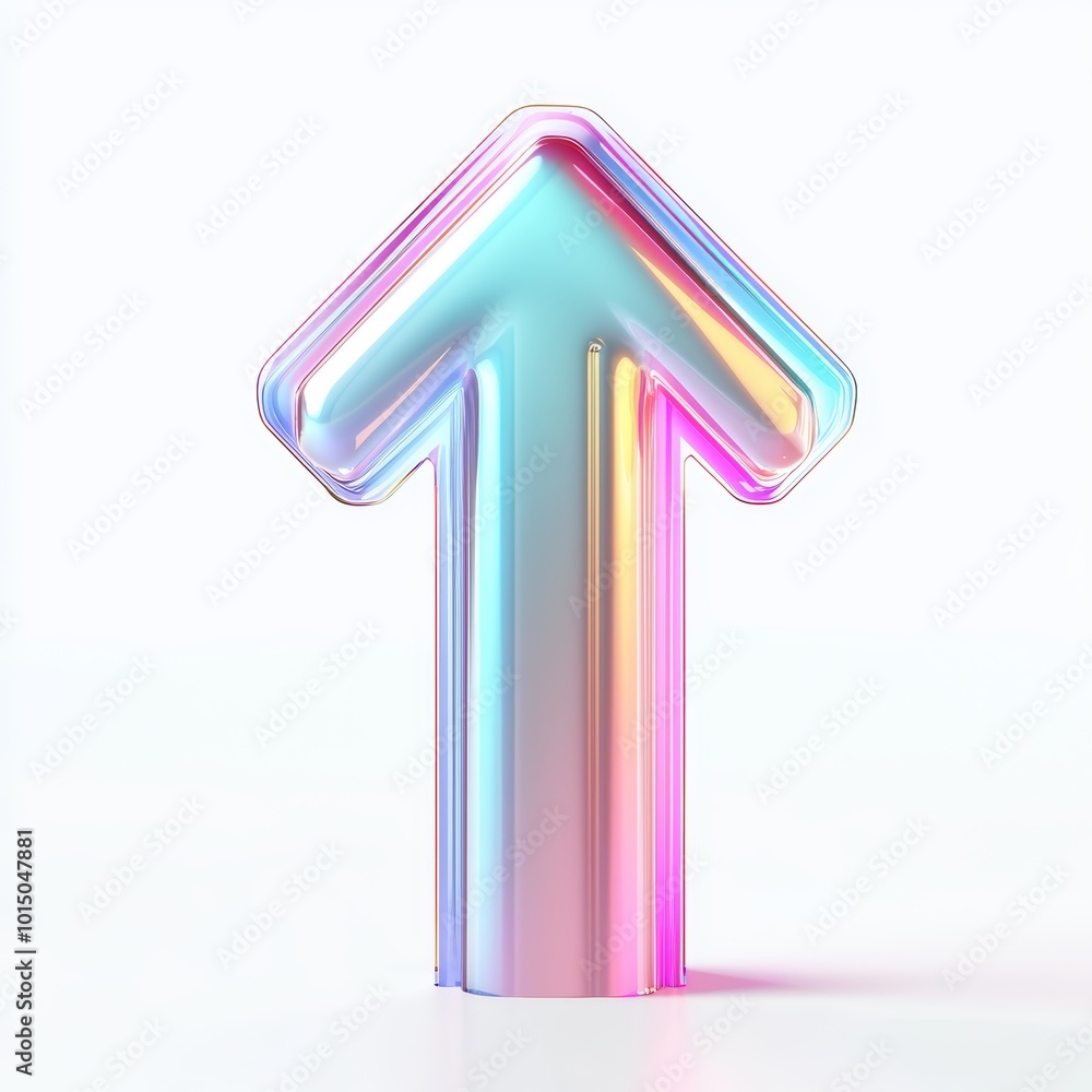 Poster stylish 3d upward arrow design with vibrant gradients on a white isolate background.