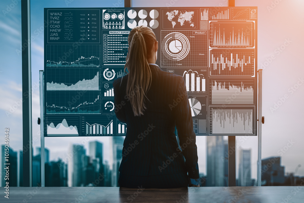 Aufkleber big data technology for business finance analytic concept. modern interface shows massive informatio