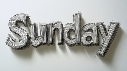Wire letters spell Sunday, showcasing artistic flair and creativity