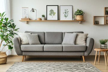 Minimalist Living Room Interior with Stylish Furniture and Cozy Decor