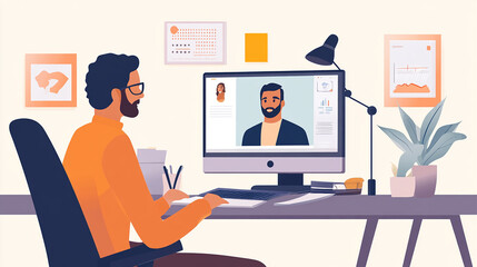 HR manager conducting a virtual interview with a candidate on a video call.