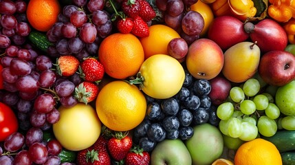 Vibrant Assortment of Fresh Fruits and Vegetables for Healthy Eating