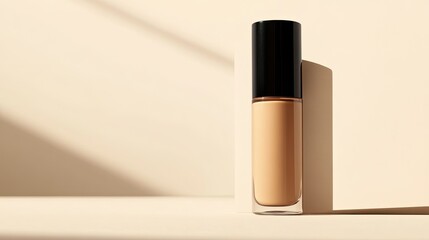 Obraz premium A matte liquid foundation concealer bottle, placed on a soft neutral background with minimal shadows.