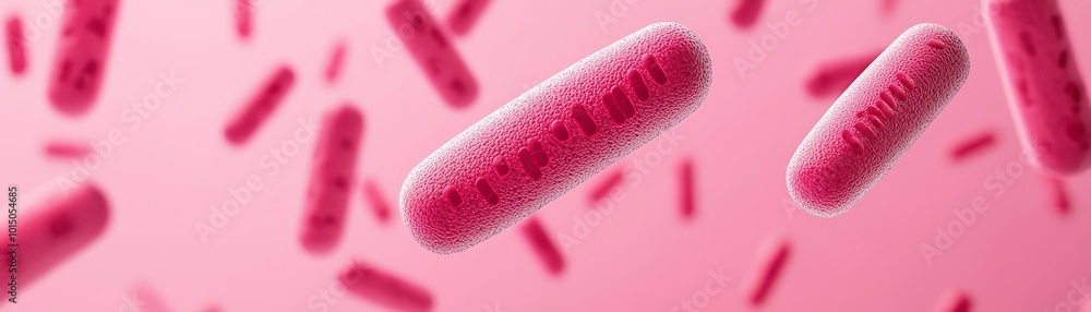Poster close-up of colorful bacteria in a vibrant environment, illustrating microscopic life forms and thei