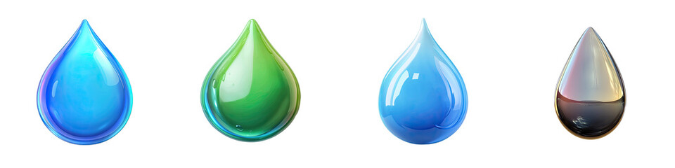 clean water drop icon effect simple and sleek isolated on white and transparent background