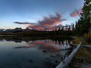 Beautiful sunrise over Little Redfish Lake Idaho